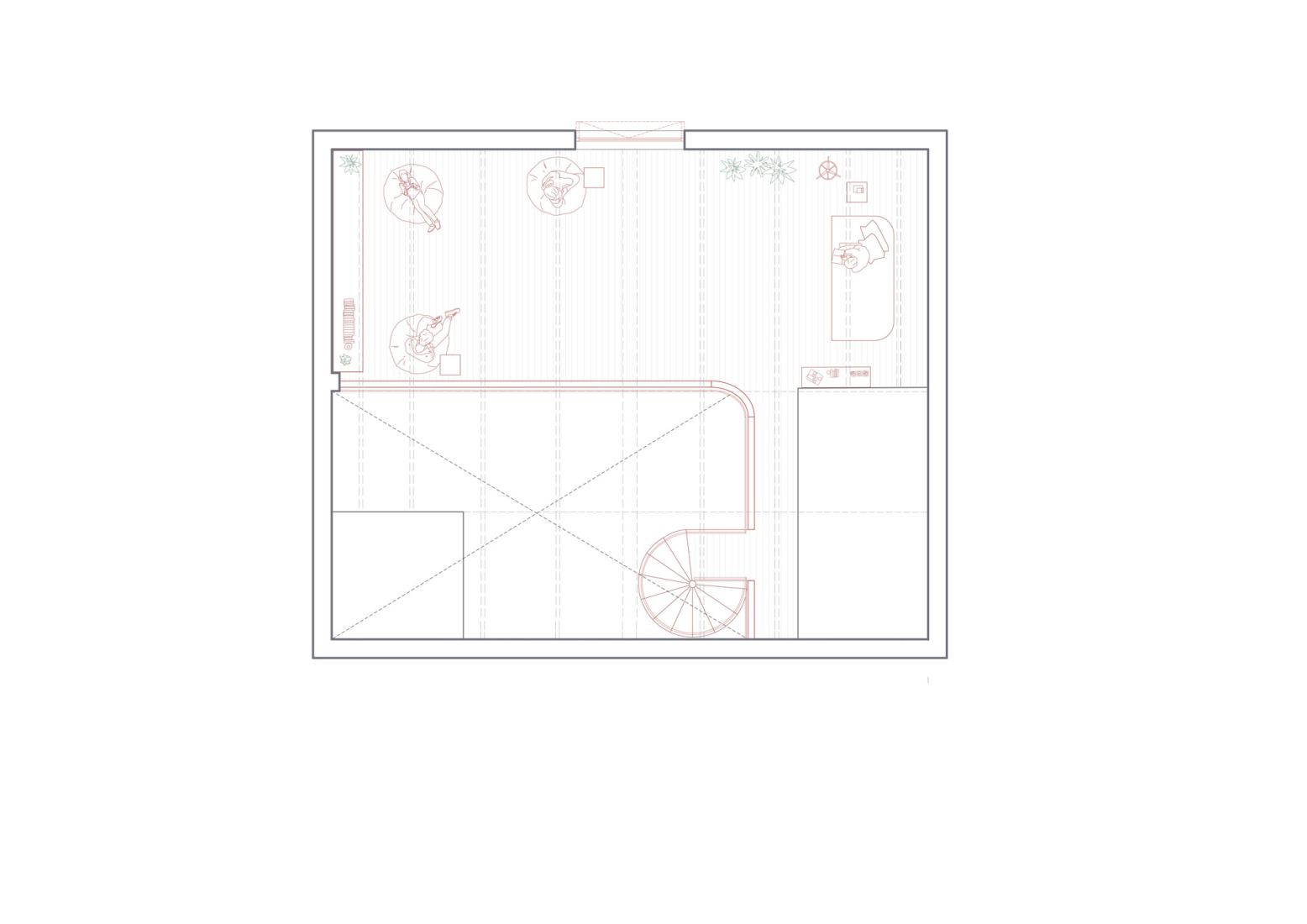 Mezzanine floor plan. Espacio B by Dodds Estudio. 