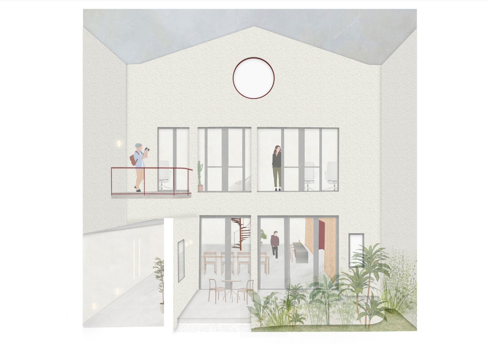 Elevation patio rendering. Espacio B by Dodds Estudio. 