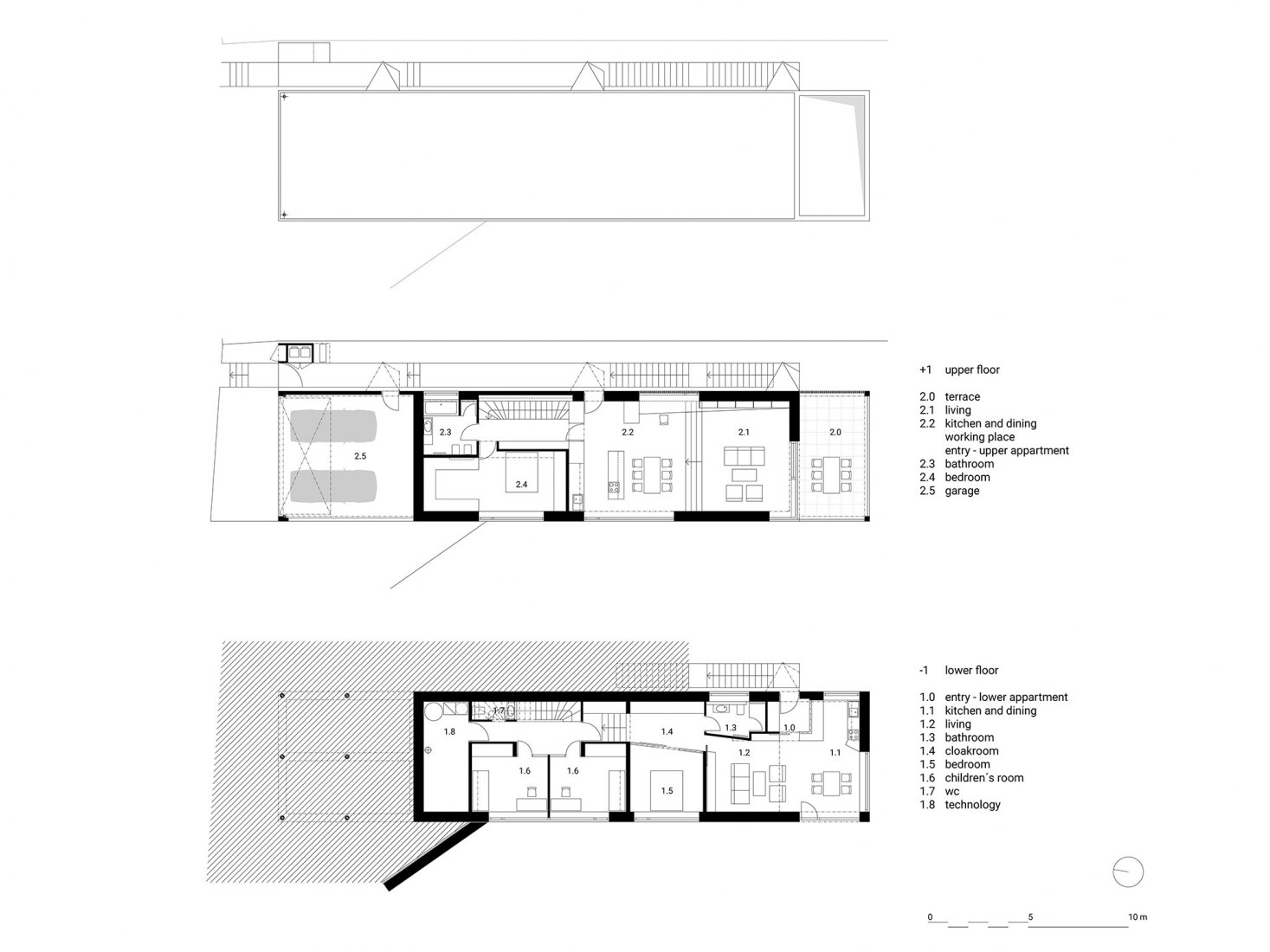 Plans. Family House in the Slope by masparti / pavel martinka, ondřej spusta. Courtesy by masparti / pavel martinka, ondřej spusta