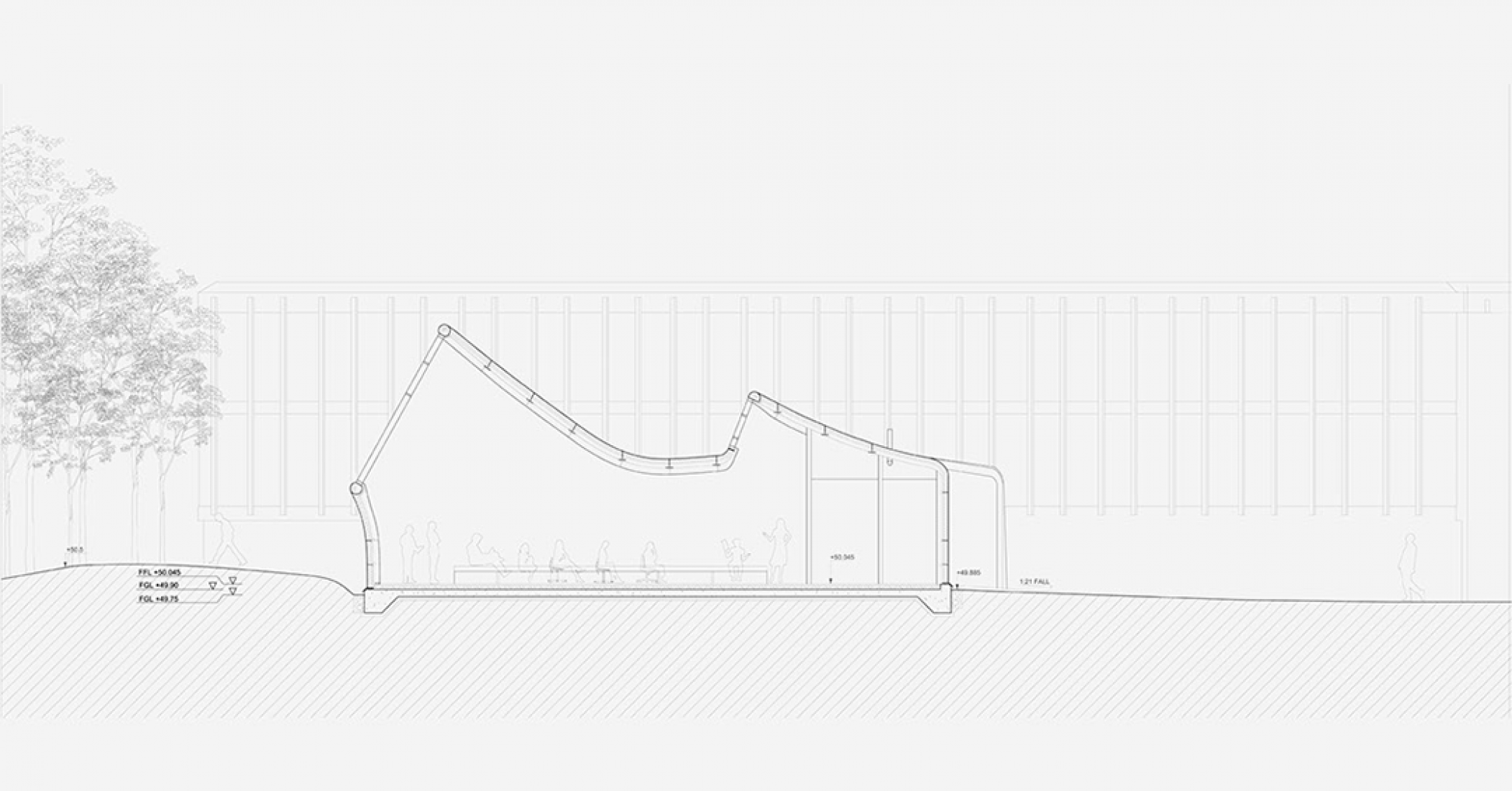 Sección. Drawing Studio en UAB por CRAB Studio.