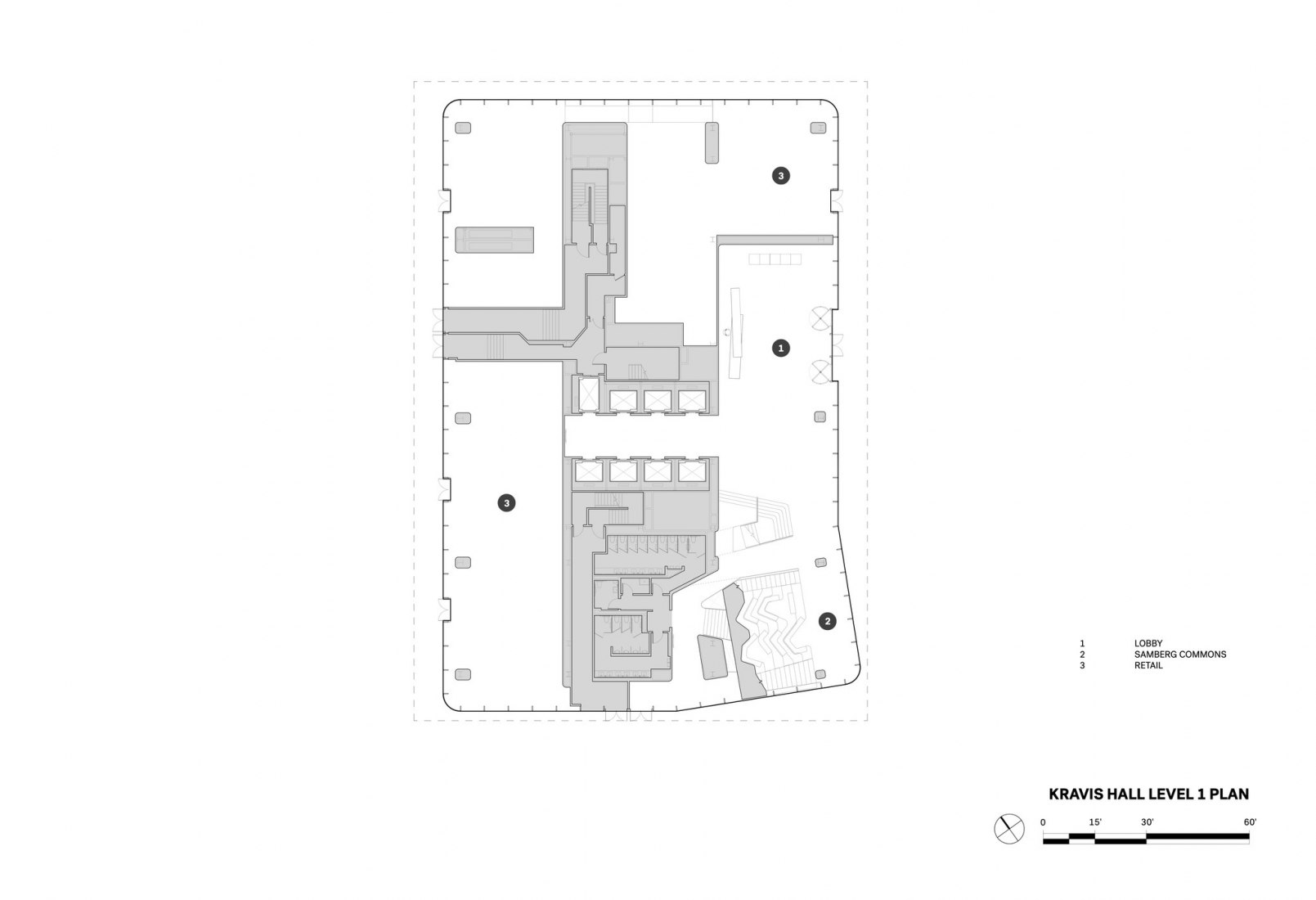 Plano de planta primera, Kravis Hall. Escuela de Negocios de la Universidad de Columbia por DS+R.