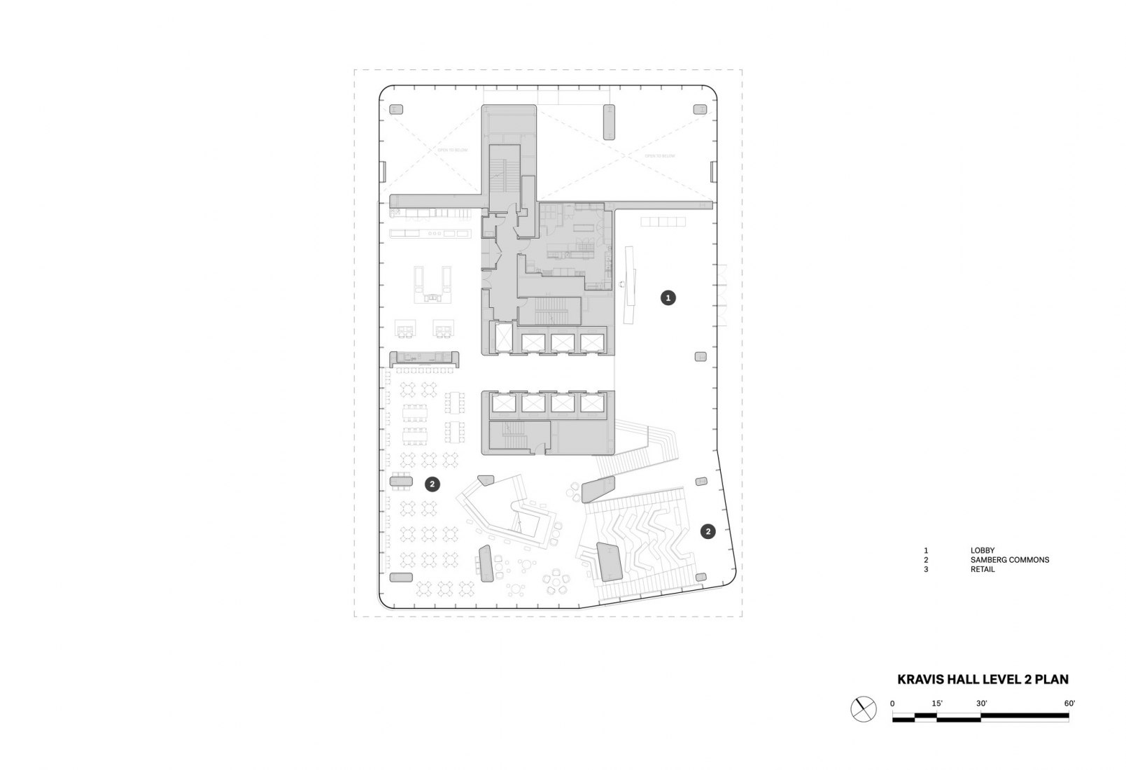 Plano de planta segunda, Kravis Hall. Escuela de Negocios de la Universidad de Columbia por DS+R.