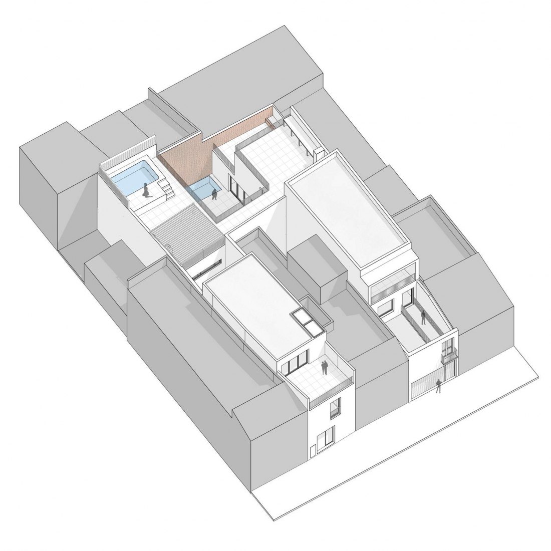 Axonometría. Casa WIIK por DTR_studio architects.