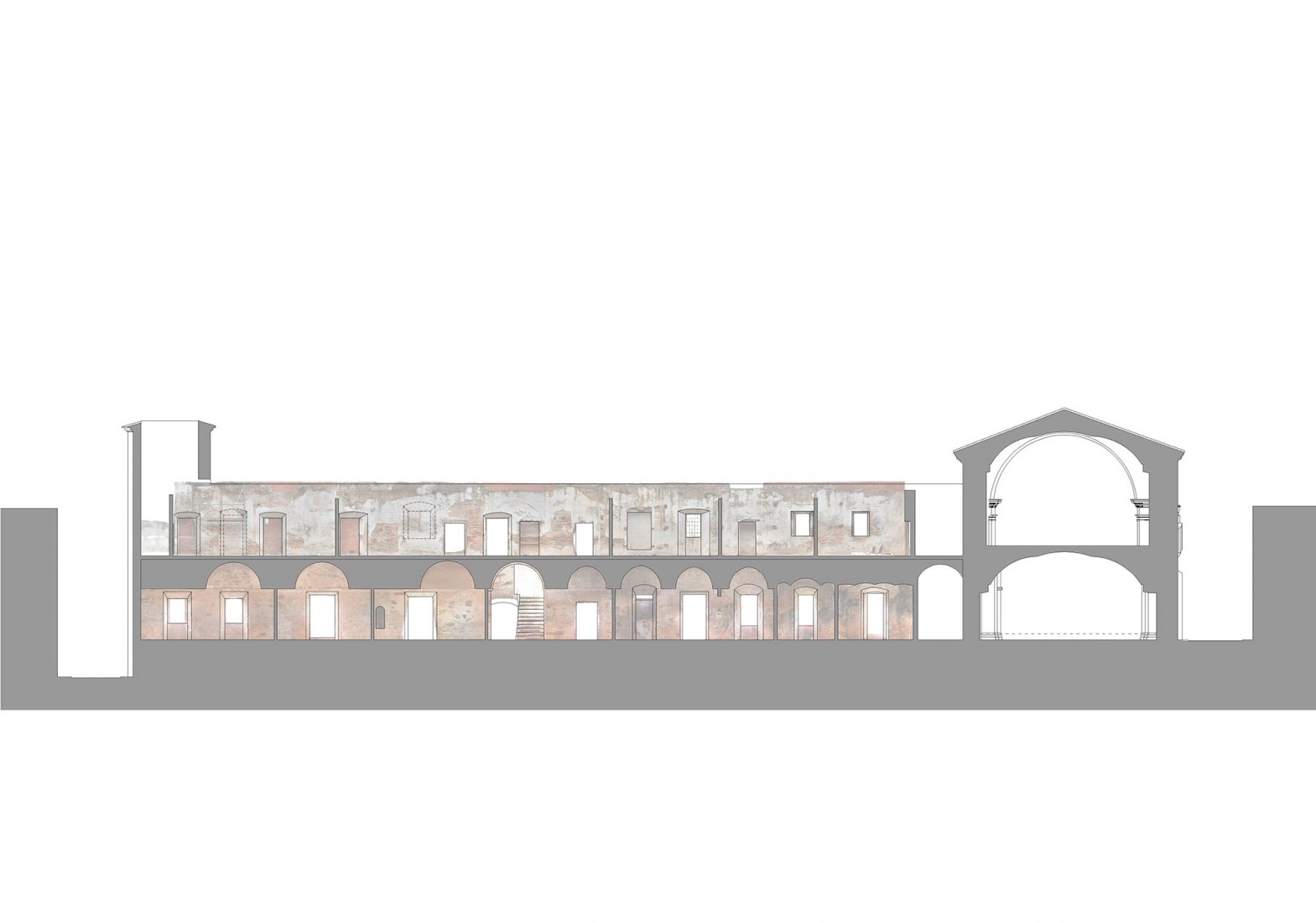 Previous section plan. Rehabilitation and conditioning of the Jesuit College by DUNAR arquitectos + TRAX.