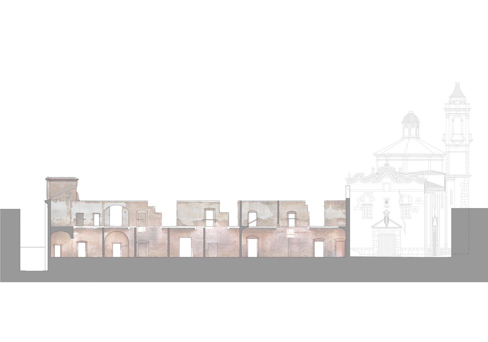 Previous section plan. Rehabilitation and conditioning of the Jesuit College by DUNAR arquitectos + TRAX.