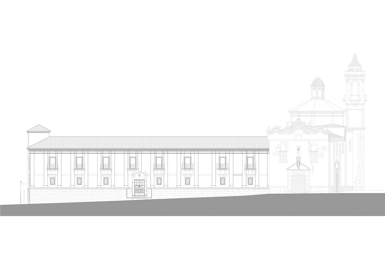 --- Renovated elevation plan. Rehabilitation and conditioning of the Jesuit College by DUNAR arquitectos + TRAX.