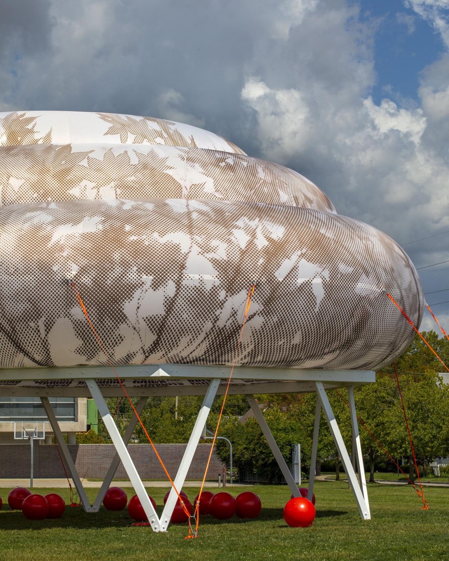 CLOUDROOM. Bioclimatic Outdoor Classroom by Ecosistema Urbano. Photograph by Hadley Fruits