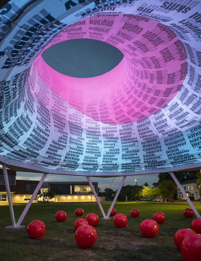 CLOUDROOM. Bioclimatic Outdoor Classroom by Ecosistema Urbano. Photograph by Hadley Fruits