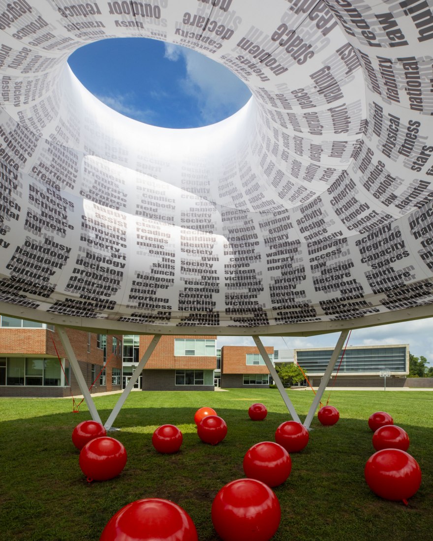 CLOUDROOM. Bioclimatic Outdoor Classroom by Ecosistema Urbano. Photograph by Hadley Fruits