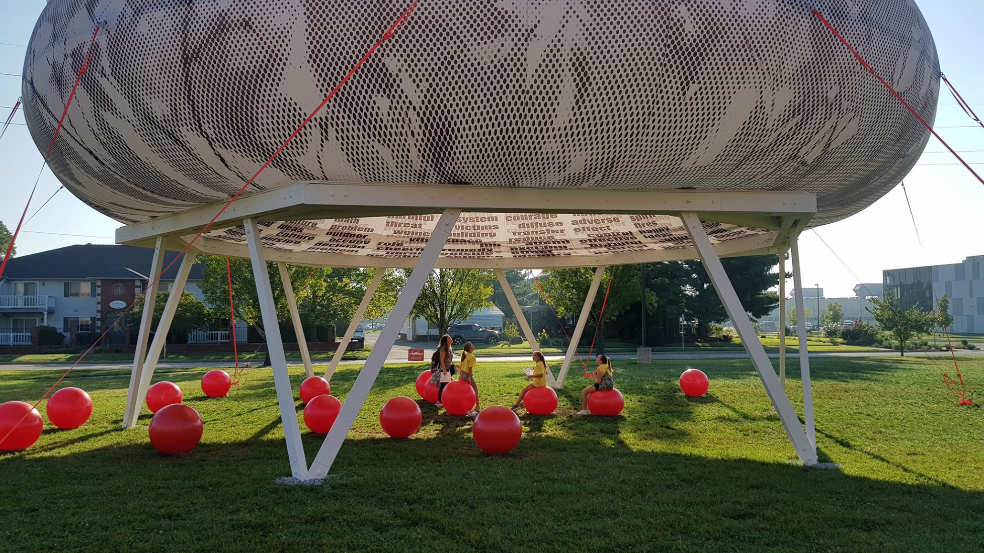CLOUDROOM. Bioclimatic Outdoor Classroom by Ecosistema Urbano. Photograph by Ecosistema Urbano