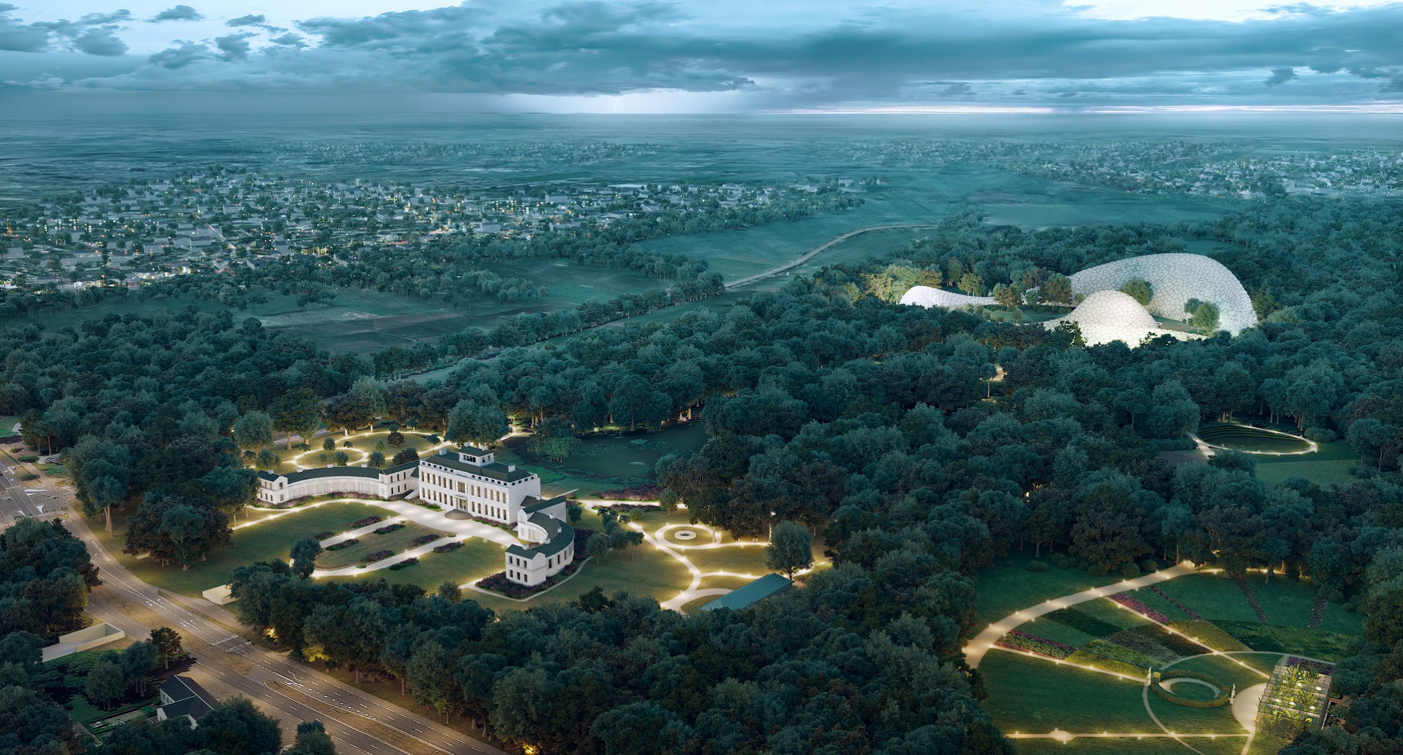 Vista aérea. Edén Soestdijk por MECANOO. Imagen © Omega Render