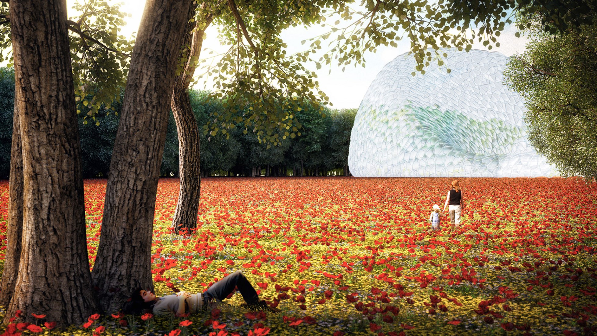 Exterior de la cúpula. Edén Soestdijk por MECANOO. Imagen © MECANOO
