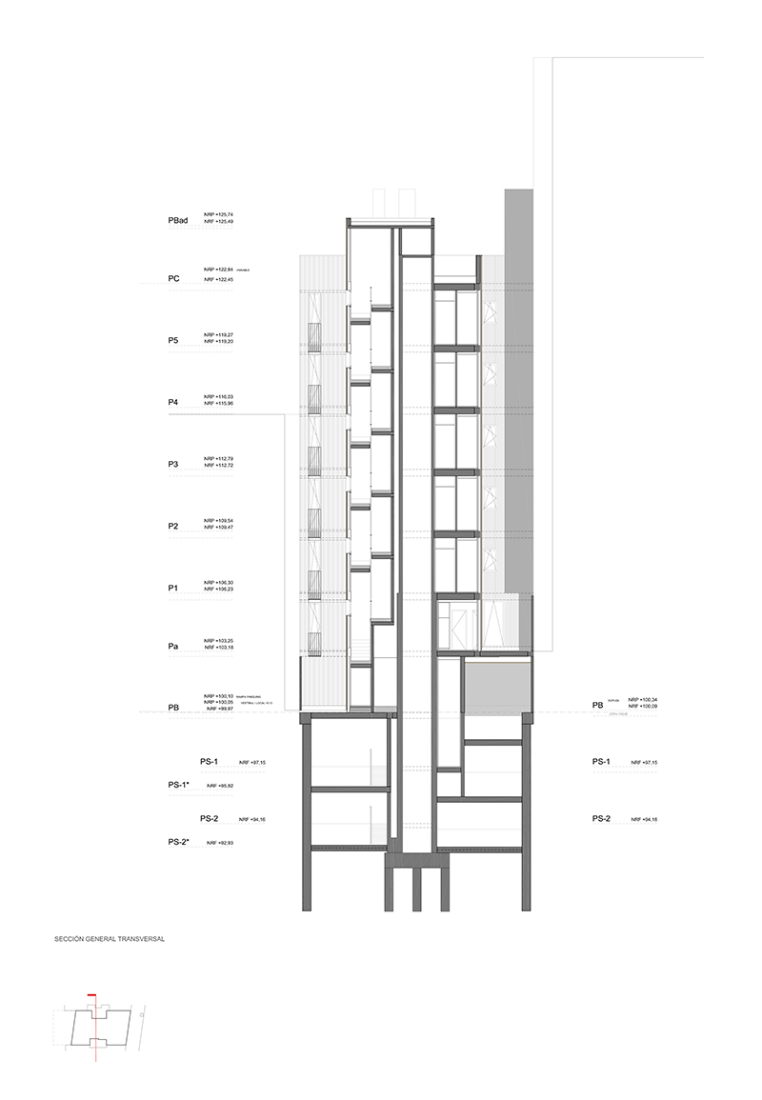 Cross section. Arizala's building by AVA Studio scp. Image © Courtesy of AVA Studio scp.