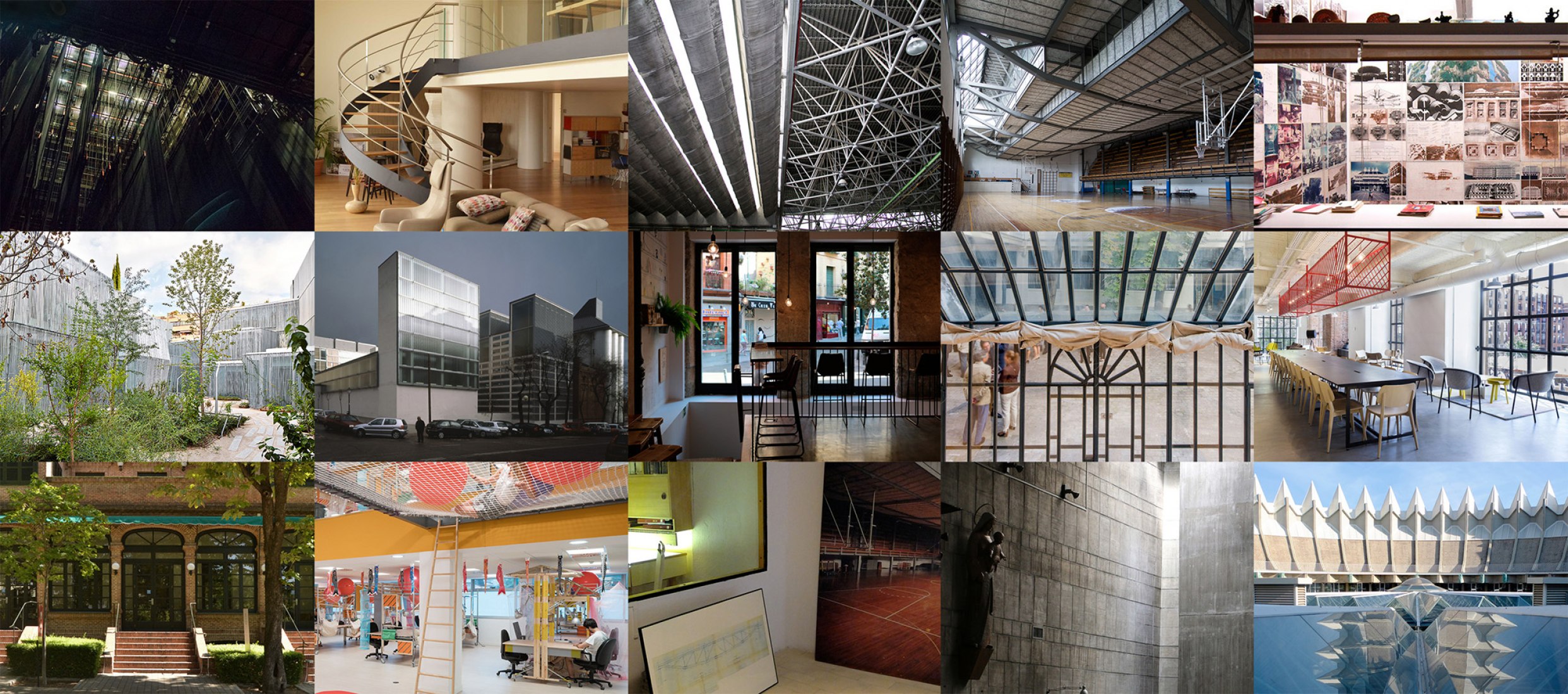 Collage of buildings recommended by METALOCUS for Open House Madrid