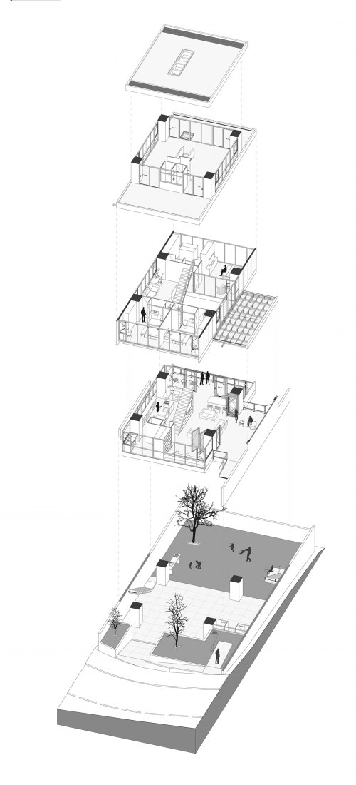 Axonometría. Casa D4 por Edwin Hurtado + Holger Cuadrado.