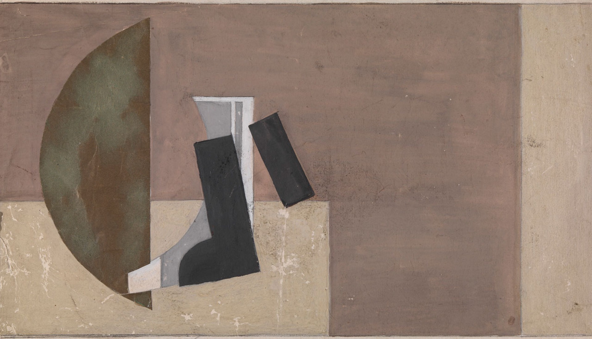 Sin título, 1920. Gouache, lápiz y collage en papel. Exposición Eileen Gray: la pintora privada. Imagen cortesía de la Osborne Samuel Gallery. 