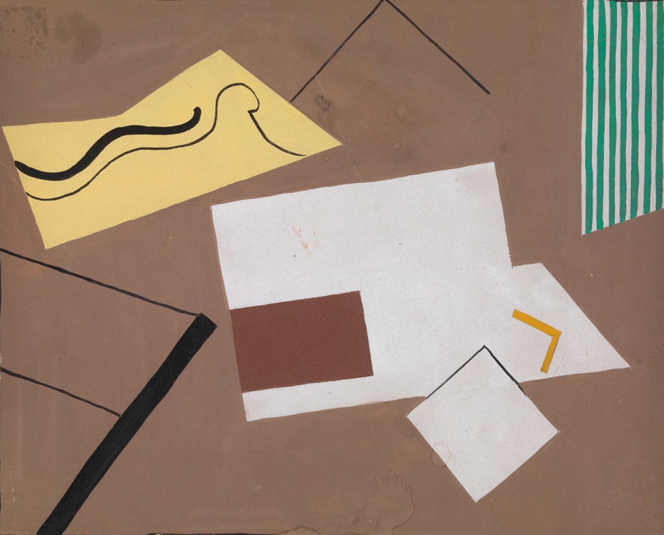 Sin título (Brown with green stripes). 1930 Gouache en papel. Exposición Eileen Gray: la pintora privada. Imagen cortesía de la Osborne Samuel Gallery.