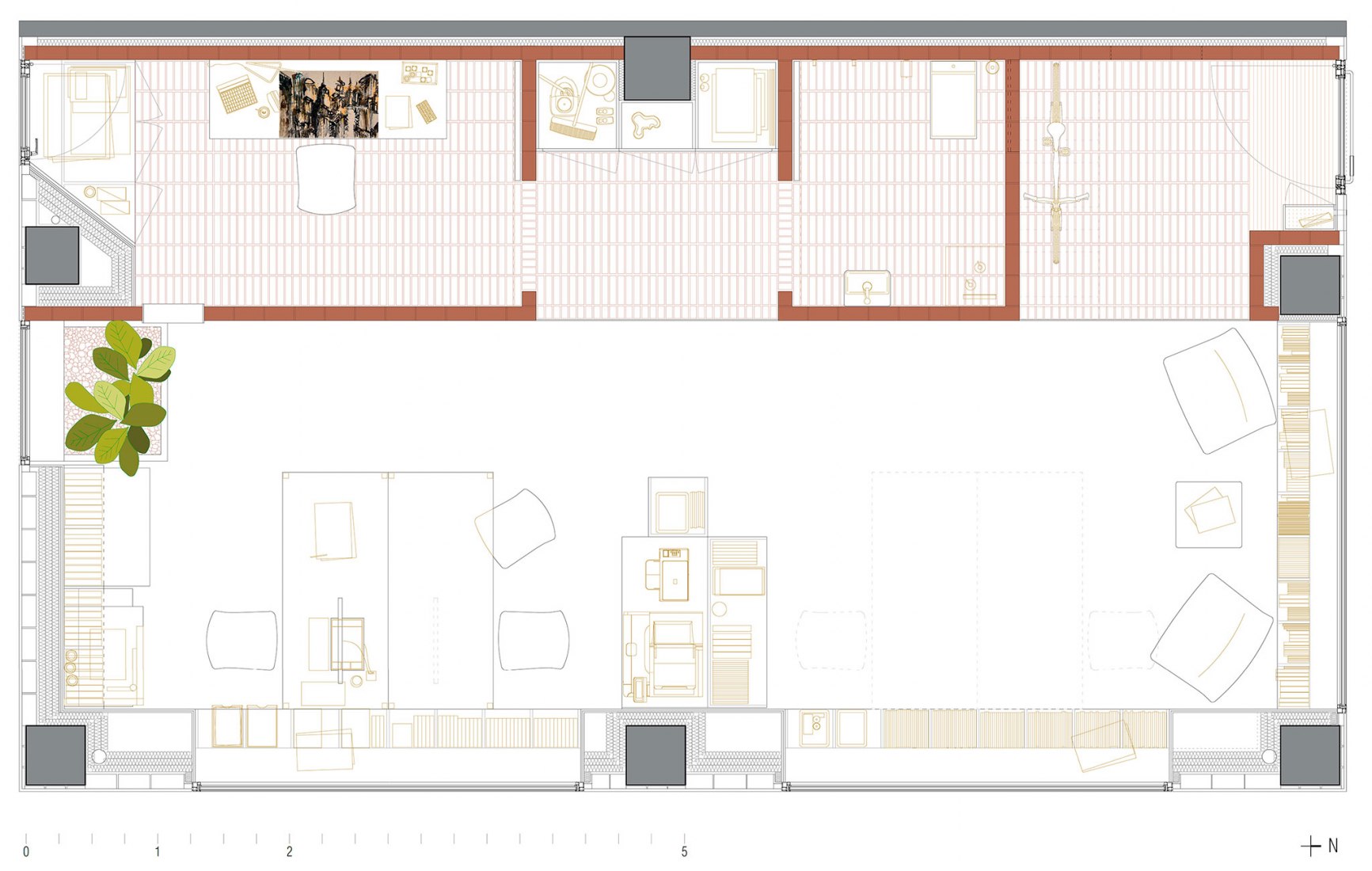Ground floor plan. Architectural studio by Ekain Arquitectura. 
