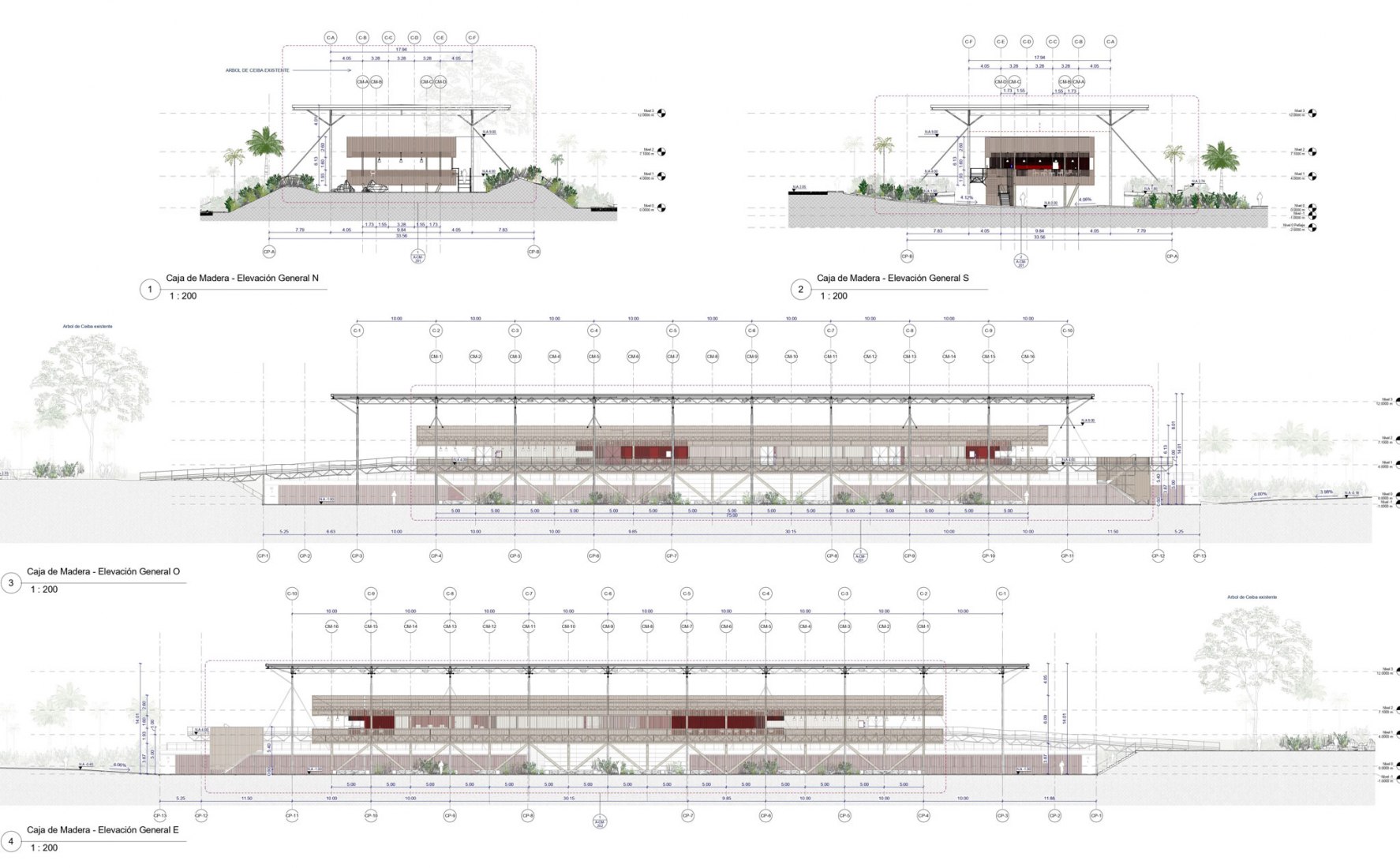 Elevations. Control and operations center by El Equipo Mazzanti.