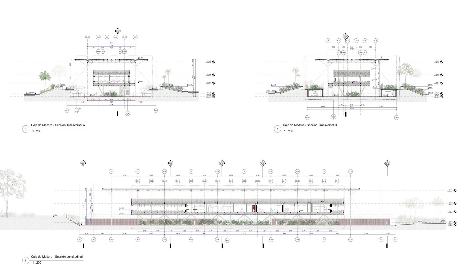 Sections. Control and operations center by El Equipo Mazzanti.