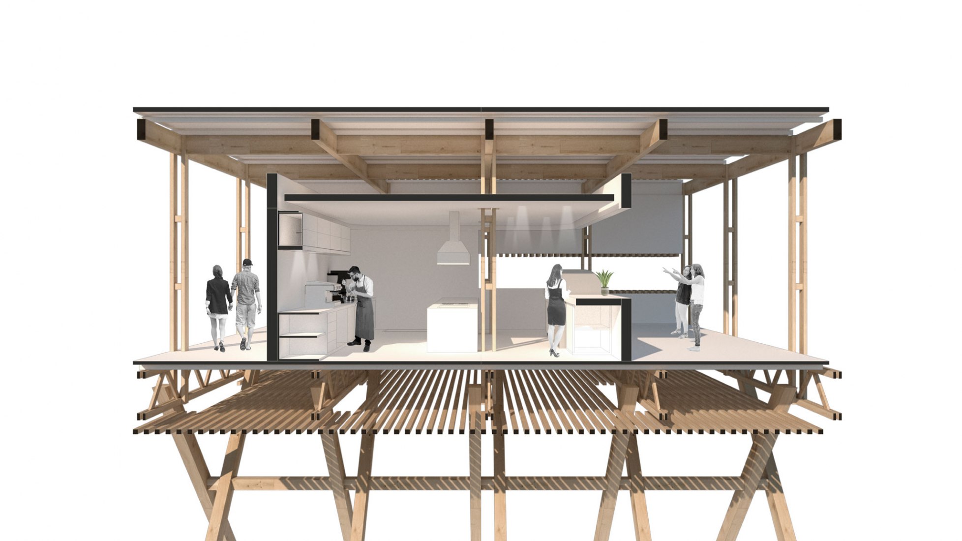Sections. Control and operations center by El Equipo Mazzanti.