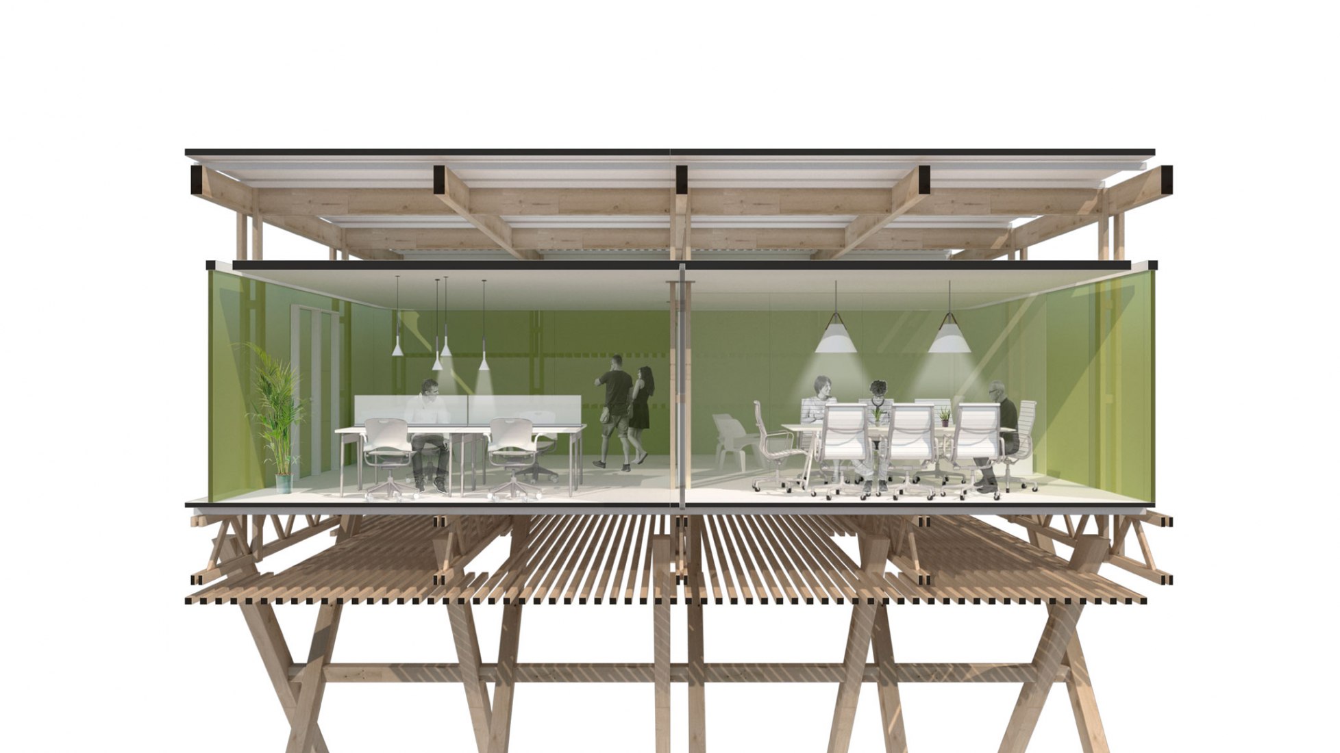 Sections. Control and operations center by El Equipo Mazzanti.