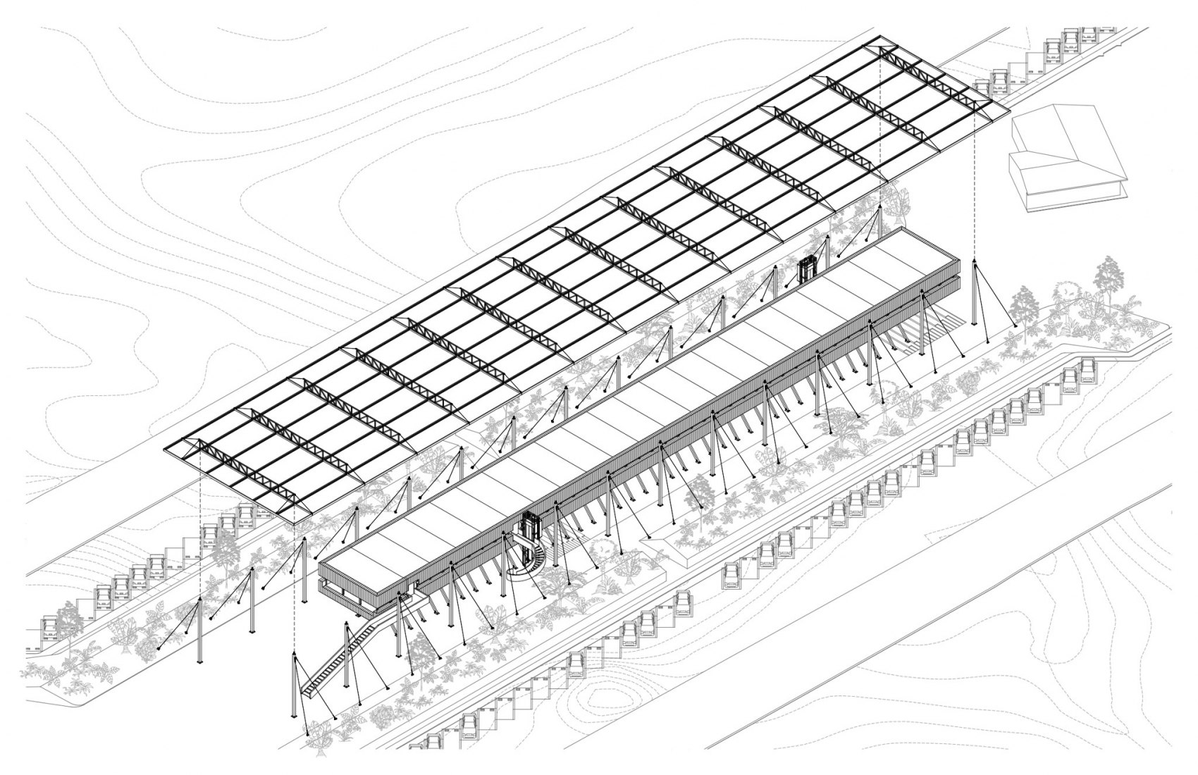Axonometry. Control and operations center by El Equipo Mazzanti.