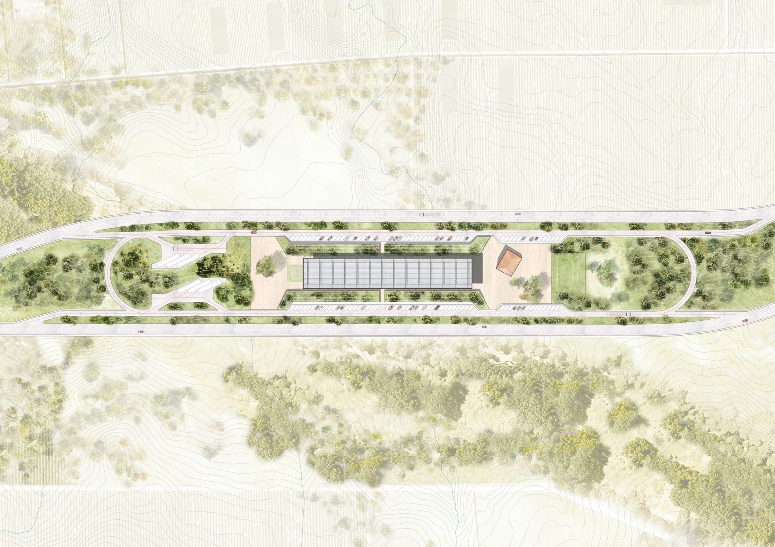 Site plan. Control and operations center by El Equipo Mazzanti.