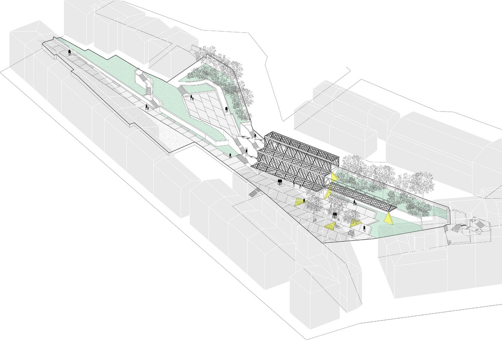 Situación en Axonometría. Plaza El Sol por ELE arkitektura + TARTE.