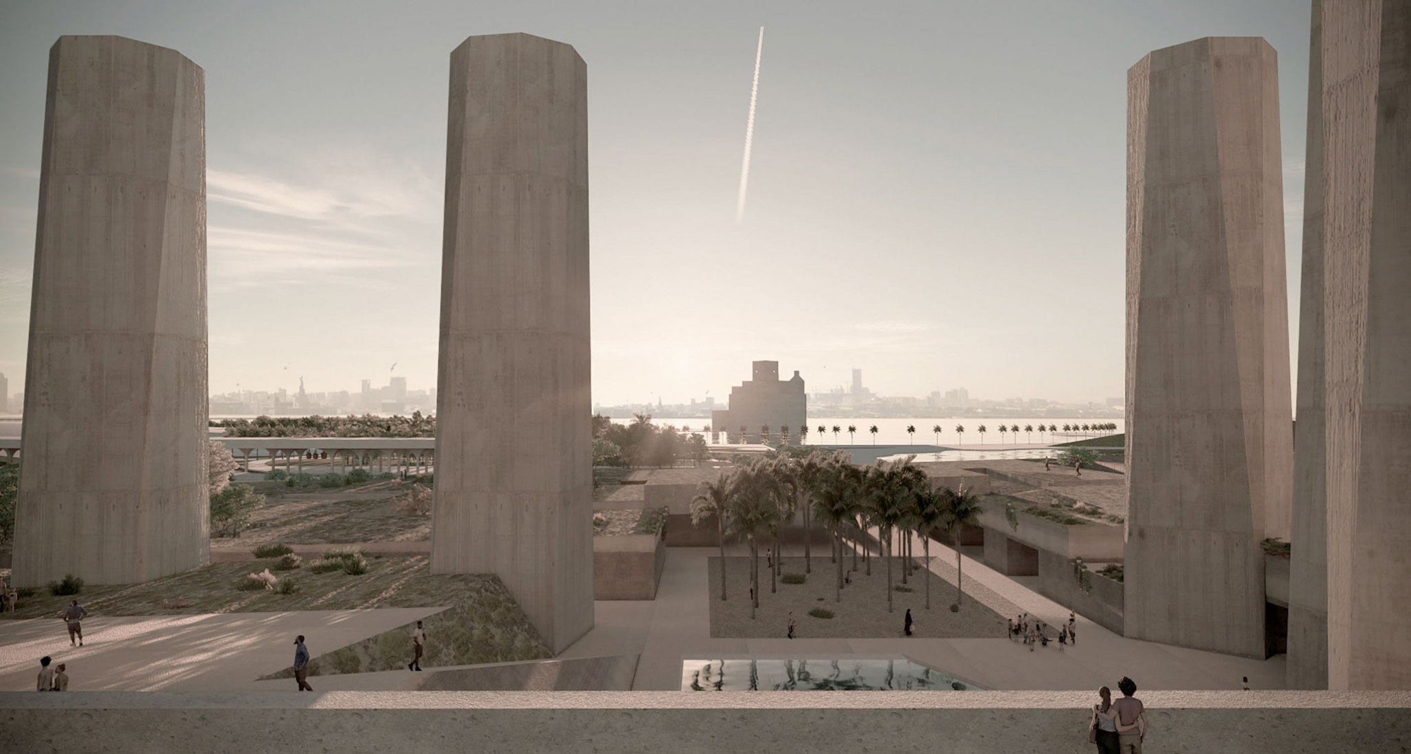 Concept design, view from the South (Doha, Qatar), 2022. Art Mill Museum by Elemental. Image courtesy of Qatar Museums.