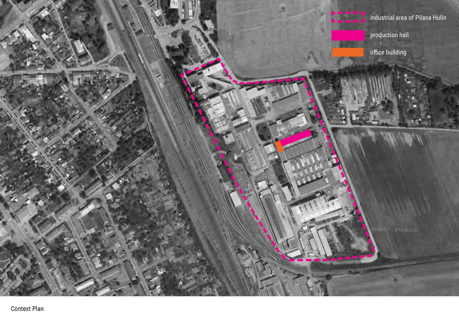 Plano de situación. Edificio de manufacturación y administración de Pilana Karbid por Ellement architects