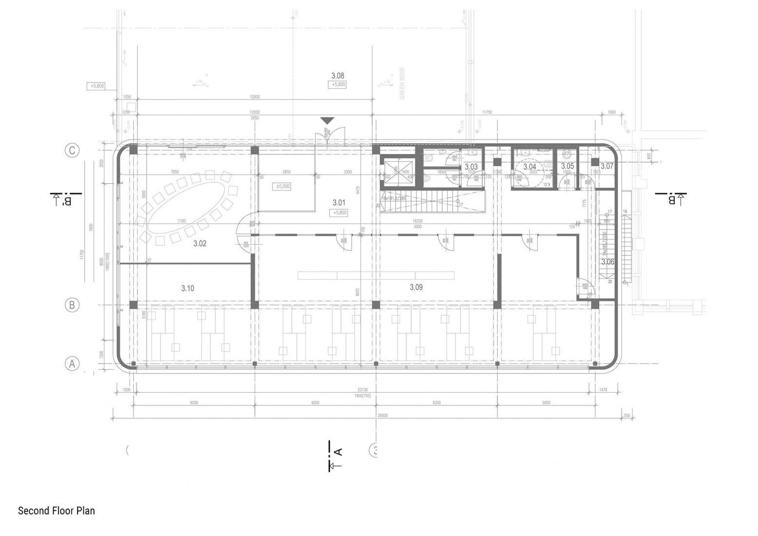 Segunda planta. Edificio de manufacturación y administración de Pilana Karbid por Ellement architects