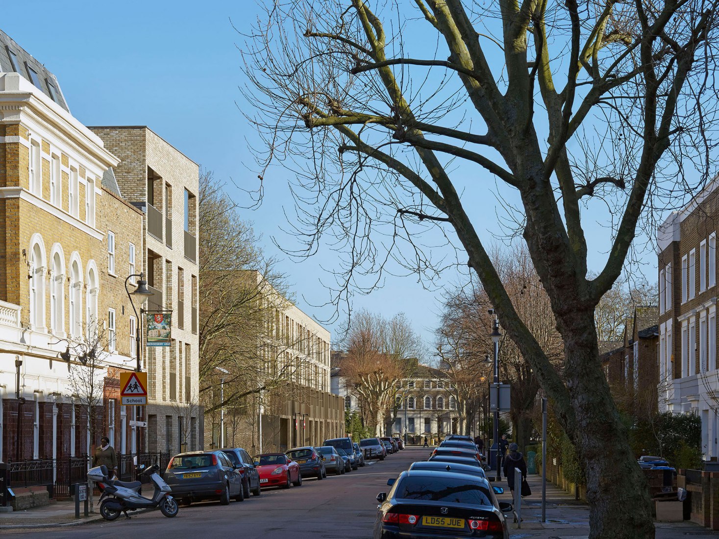 Chichester Road looking East. Ely Court, 44 dwelling residential within the South Kilburn Estate Regeneration Masterplan by Alison Brooks Architects. Photograph © Paul Riddle