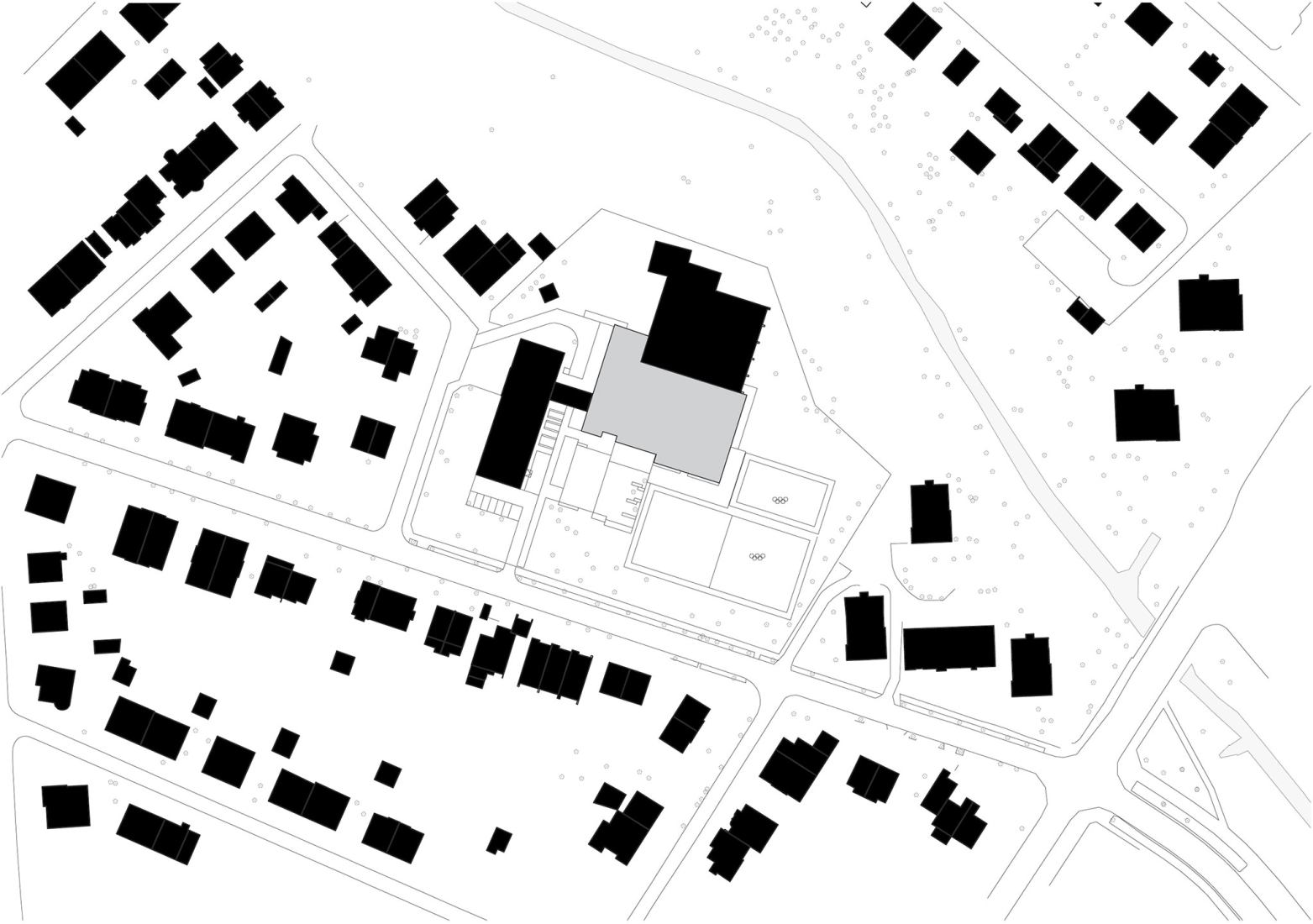 Site plan. ZSOMS sport hall Cracow by eM4.Pracownia Architektury.Brataniec.