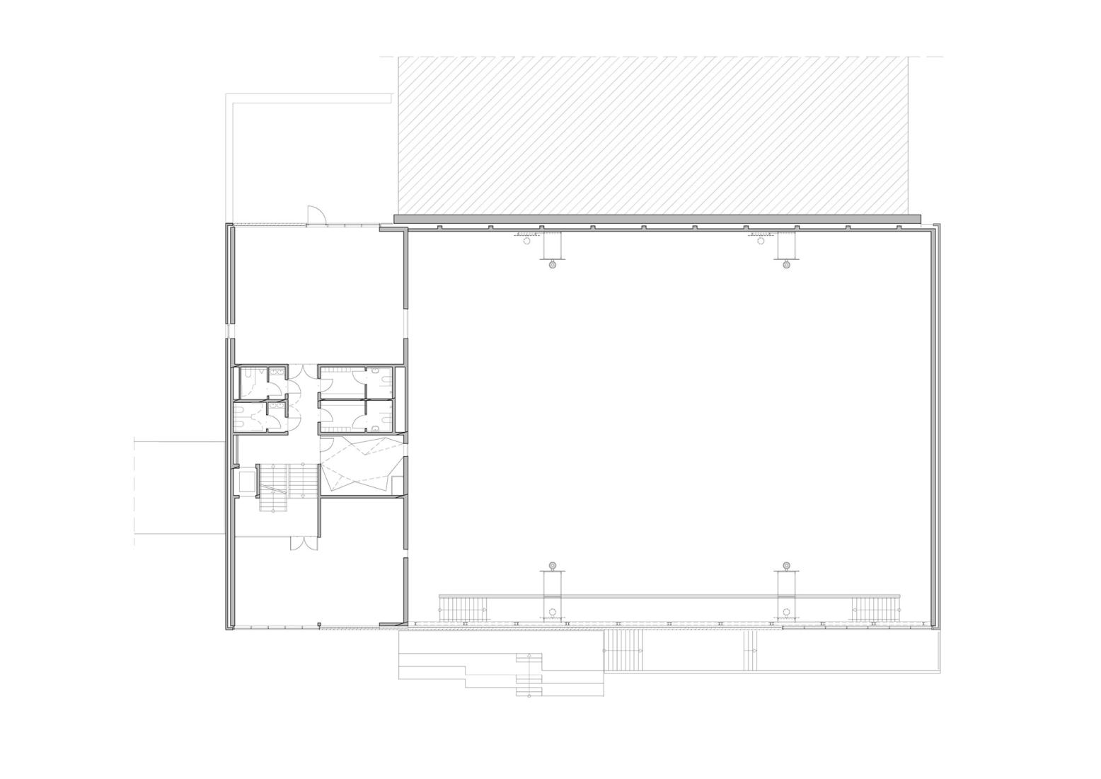 First floor plan. ZSOMS sport hall Cracow by eM4.Pracownia Architektury.Brataniec.