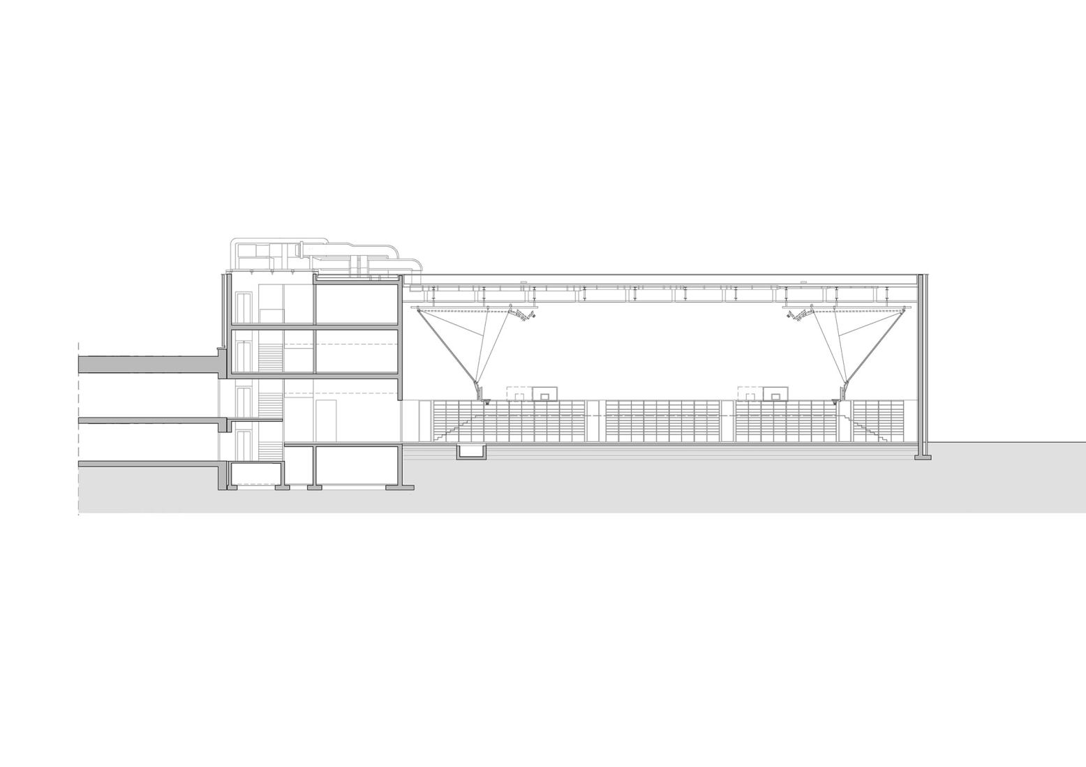 Section. ZSOMS sport hall Cracow by eM4.Pracownia Architektury.Brataniec.