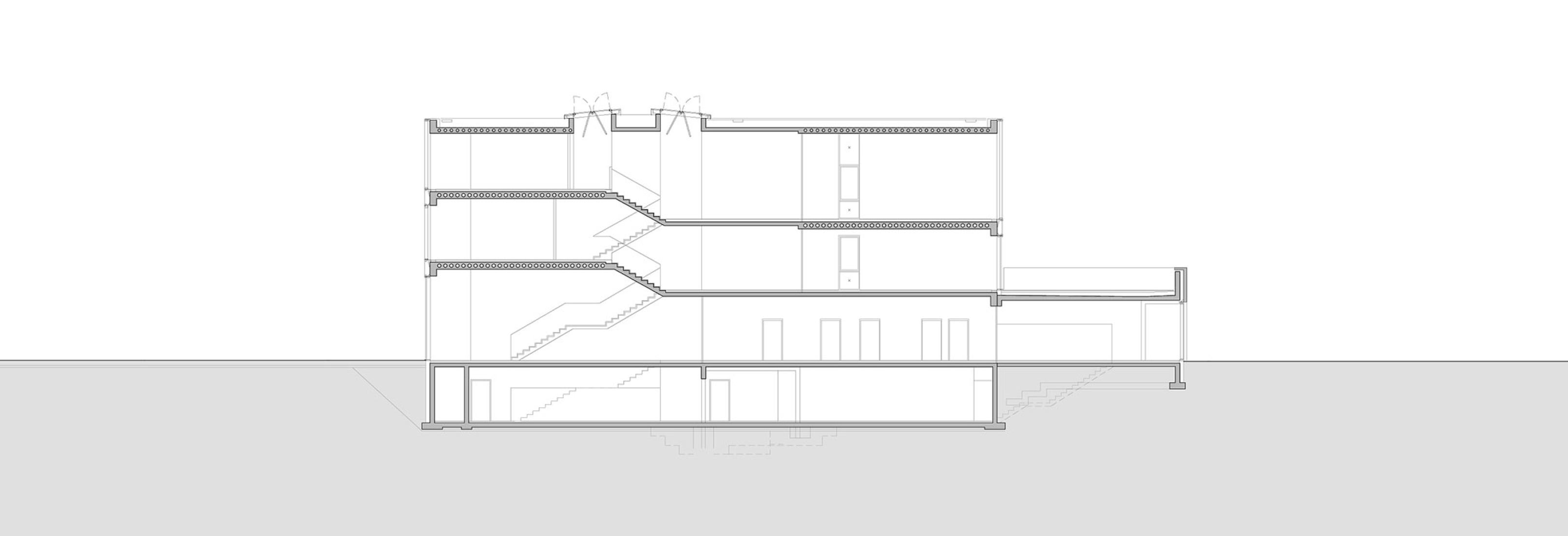 Section. ZSOMS sport hall Cracow by eM4.Pracownia Architektury.Brataniec.