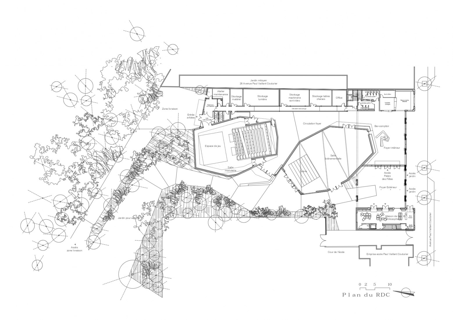 Ground floor plan. Le Pavillon by Miralles Tagliabue EMBT and Ilimelgo architectes