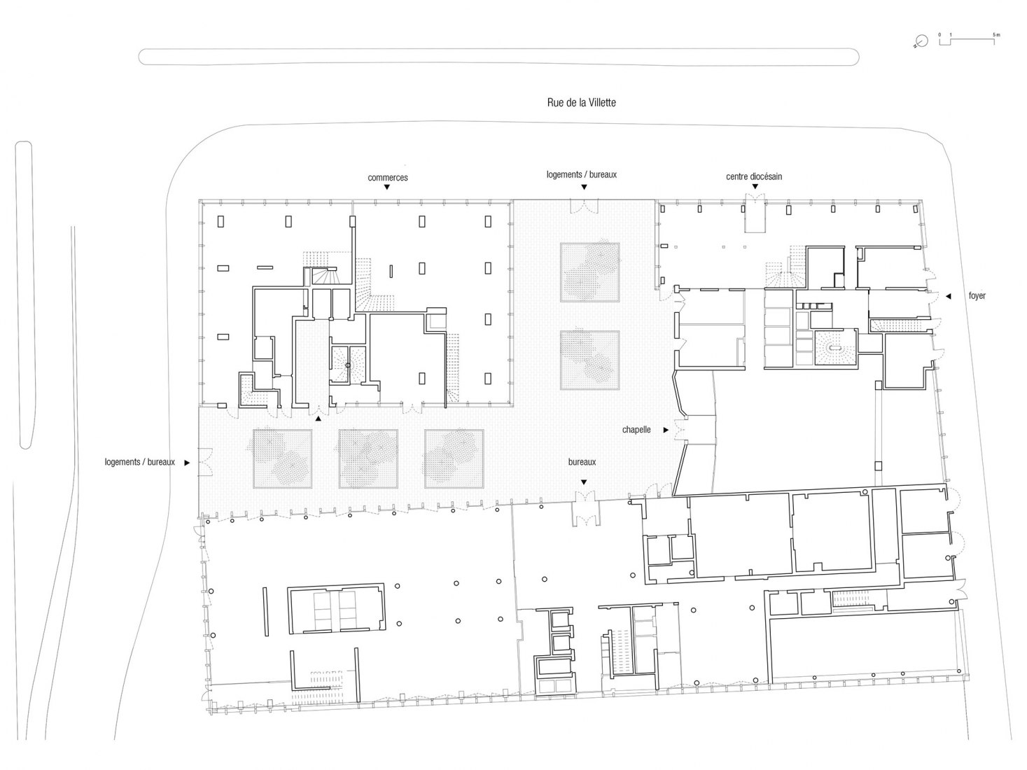 Plano planta baja. Émergence Lafayette por SUD Architectes, ITAR Architectures y Wilmotte & Associés.