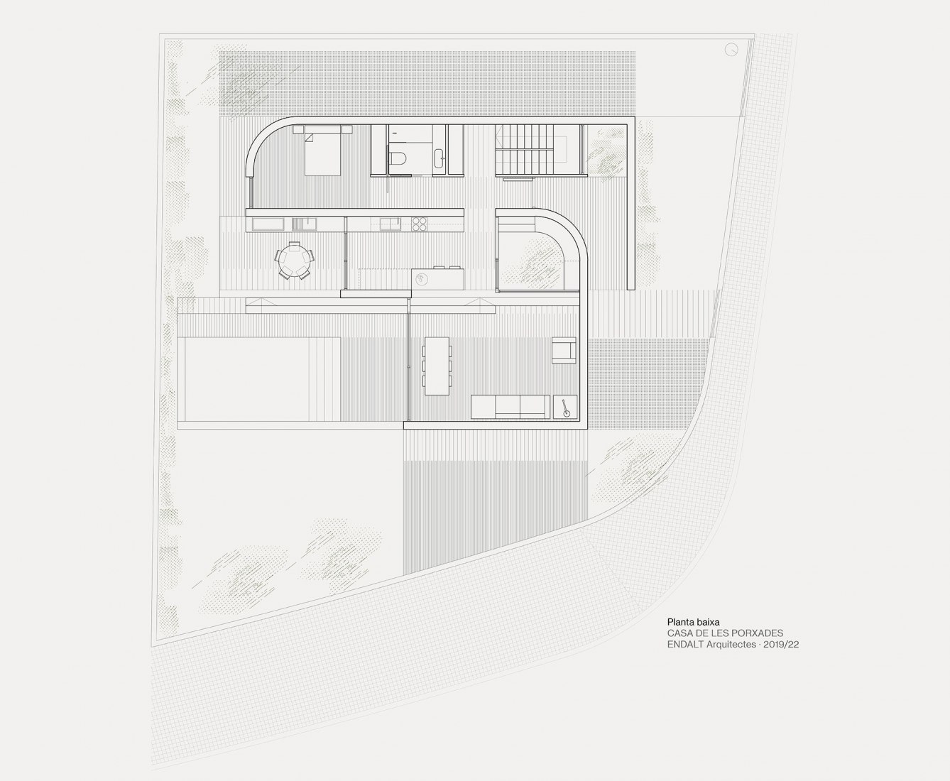Ground floor plan. Casa de les Porxades by ENDALT Arquitectes.