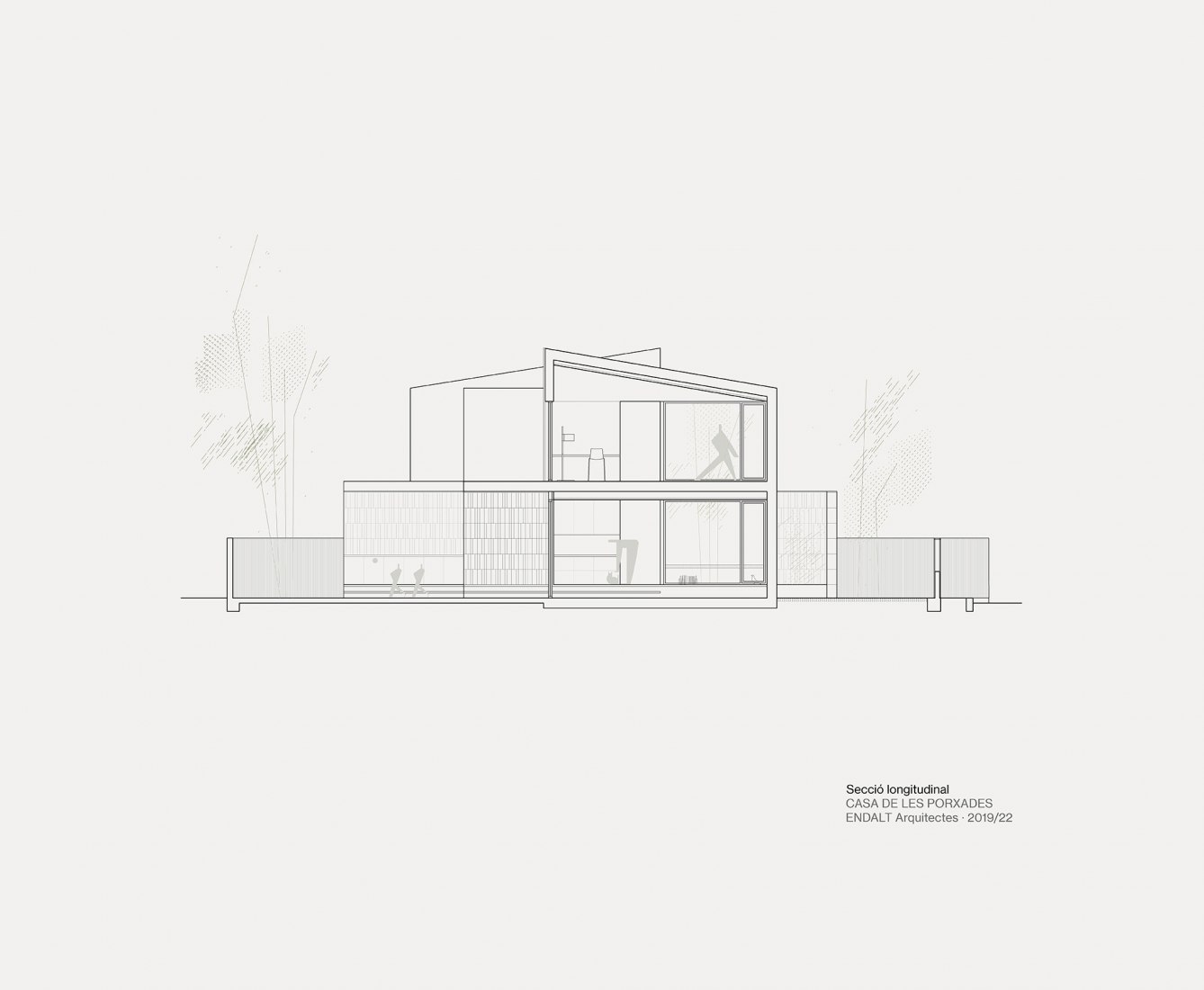 Section. Casa de les Porxades by ENDALT Arquitectes.