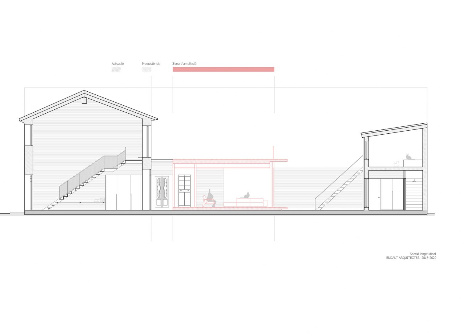 Section.  Calvari House by ENDALT Arquitectes.