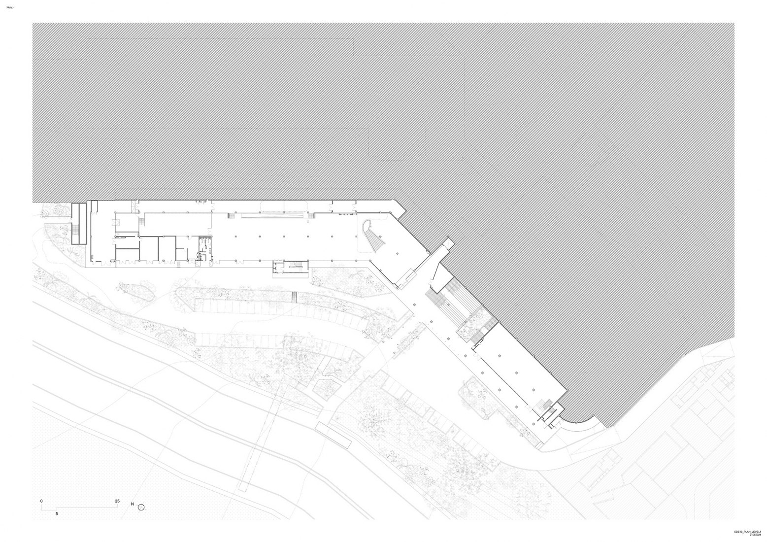 Plano de planta baja. Escuela de Arquitectura por Erik L’Heureux.