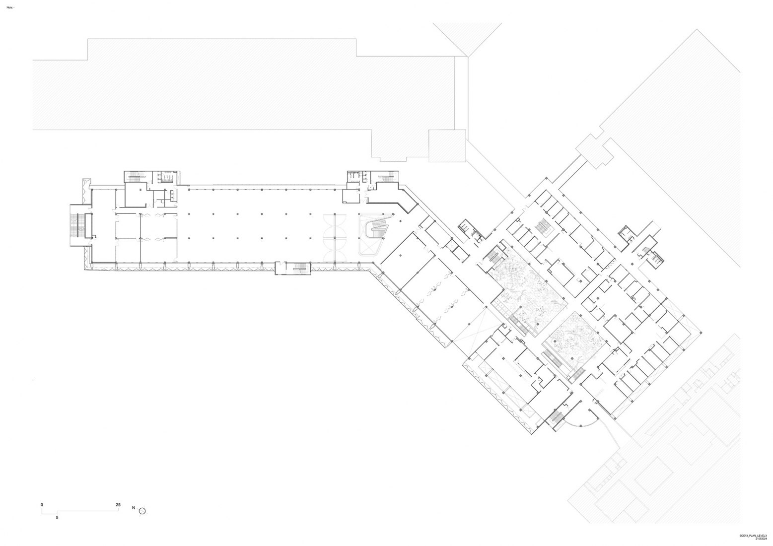 Plano de segunda planta. Escuela de Arquitectura por Erik L’Heureux.