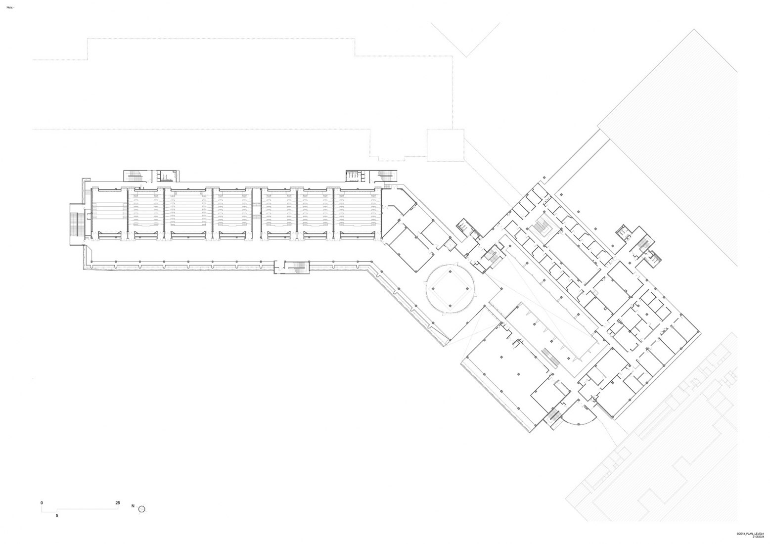 Plano de tercera planta. Escuela de Arquitectura por Erik L’Heureux.