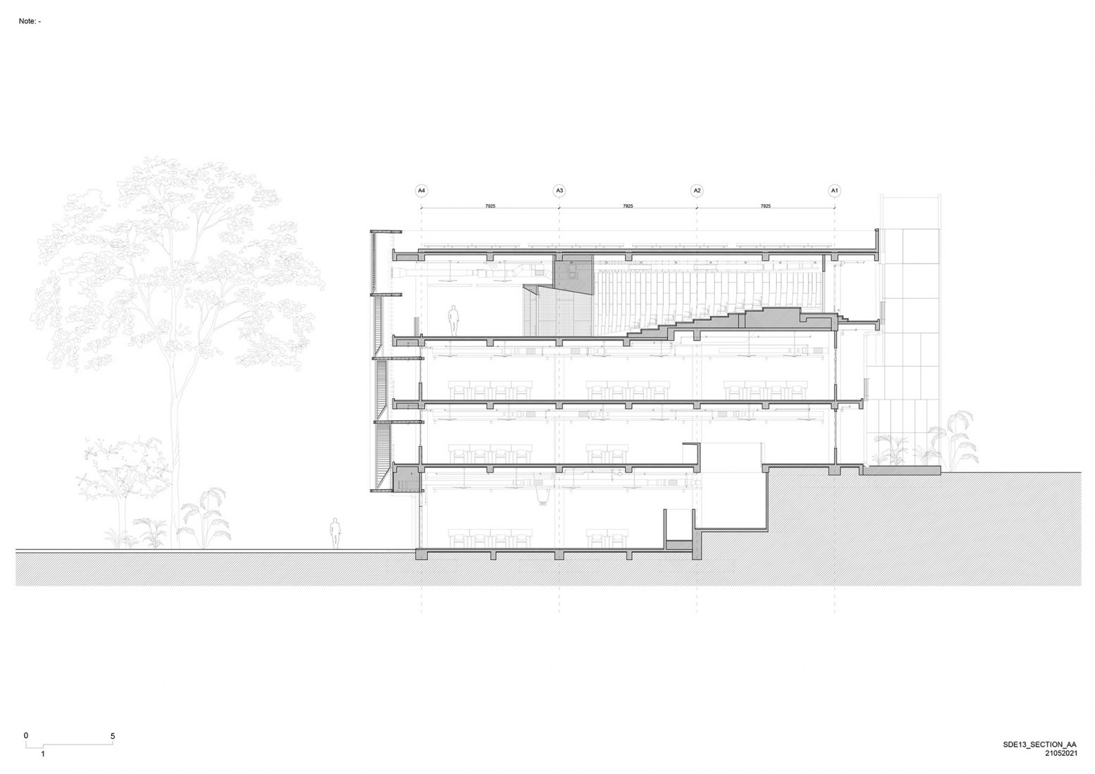 Sección AA. Escuela de Arquitectura por Erik L’Heureux.
