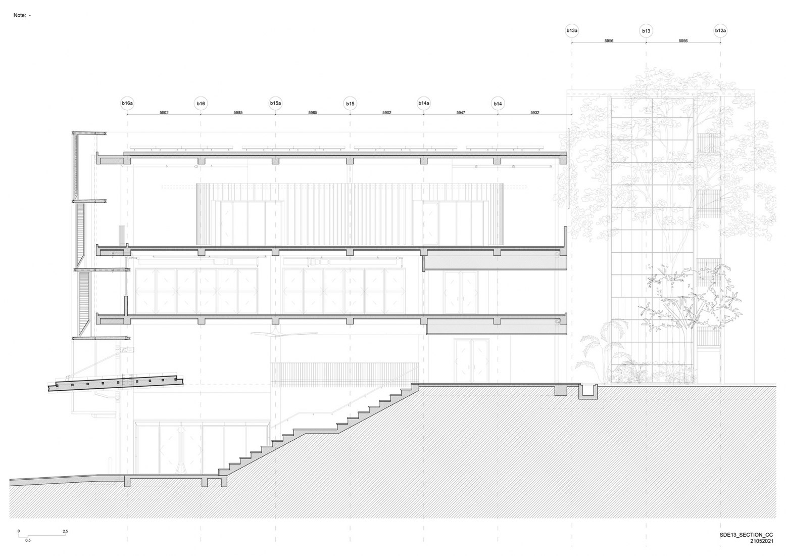 Sección CC. Escuela de Arquitectura por Erik L’Heureux.