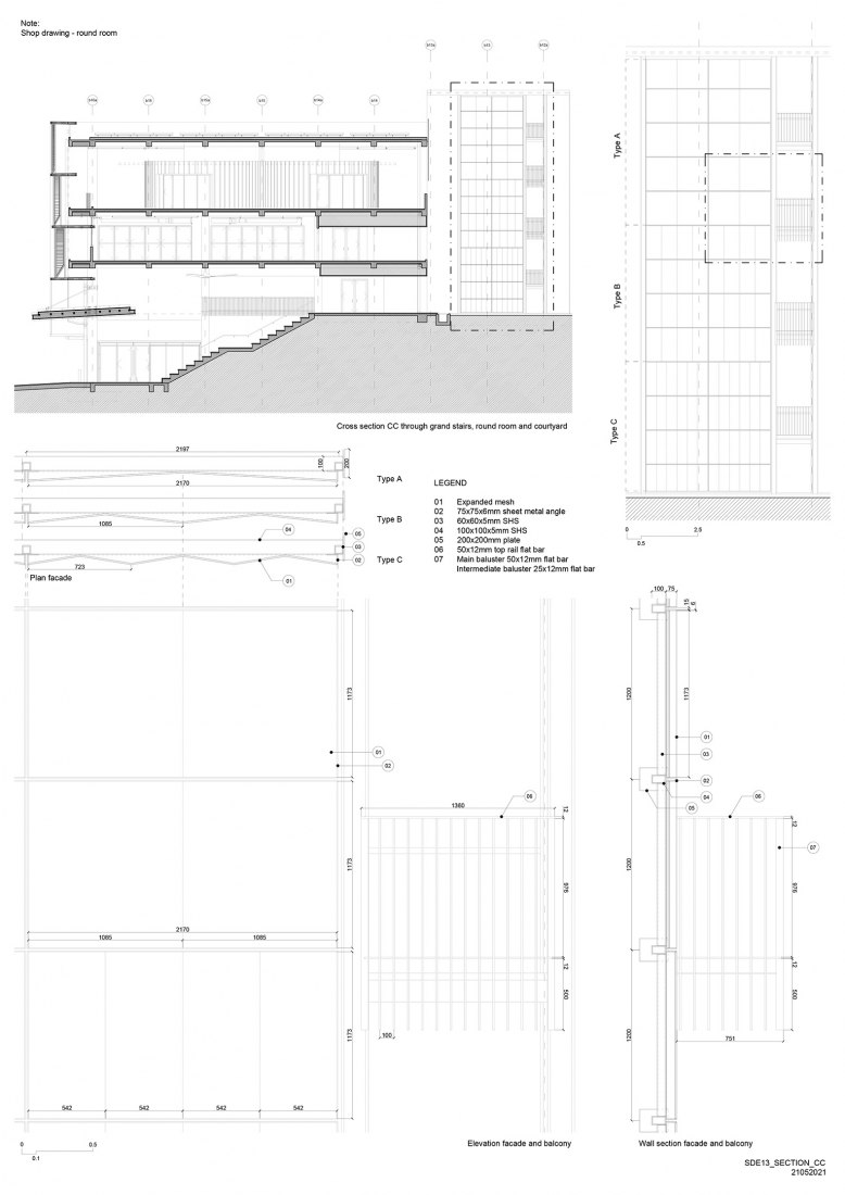 Sección constructiva CC. Escuela de Arquitectura por Erik L’Heureux.