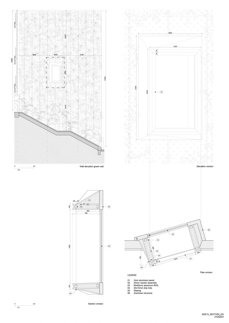 Sección constructiva DD. Escuela de Arquitectura por Erik L’Heureux.
