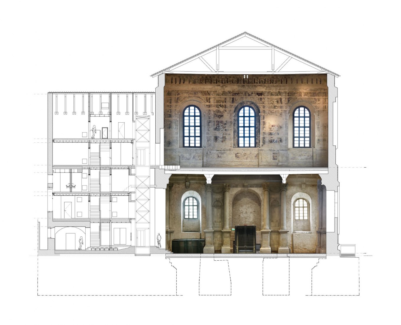 Sección transversal. Imagen cortesía de Scuola Grande Della Misericordia di Venezia. 